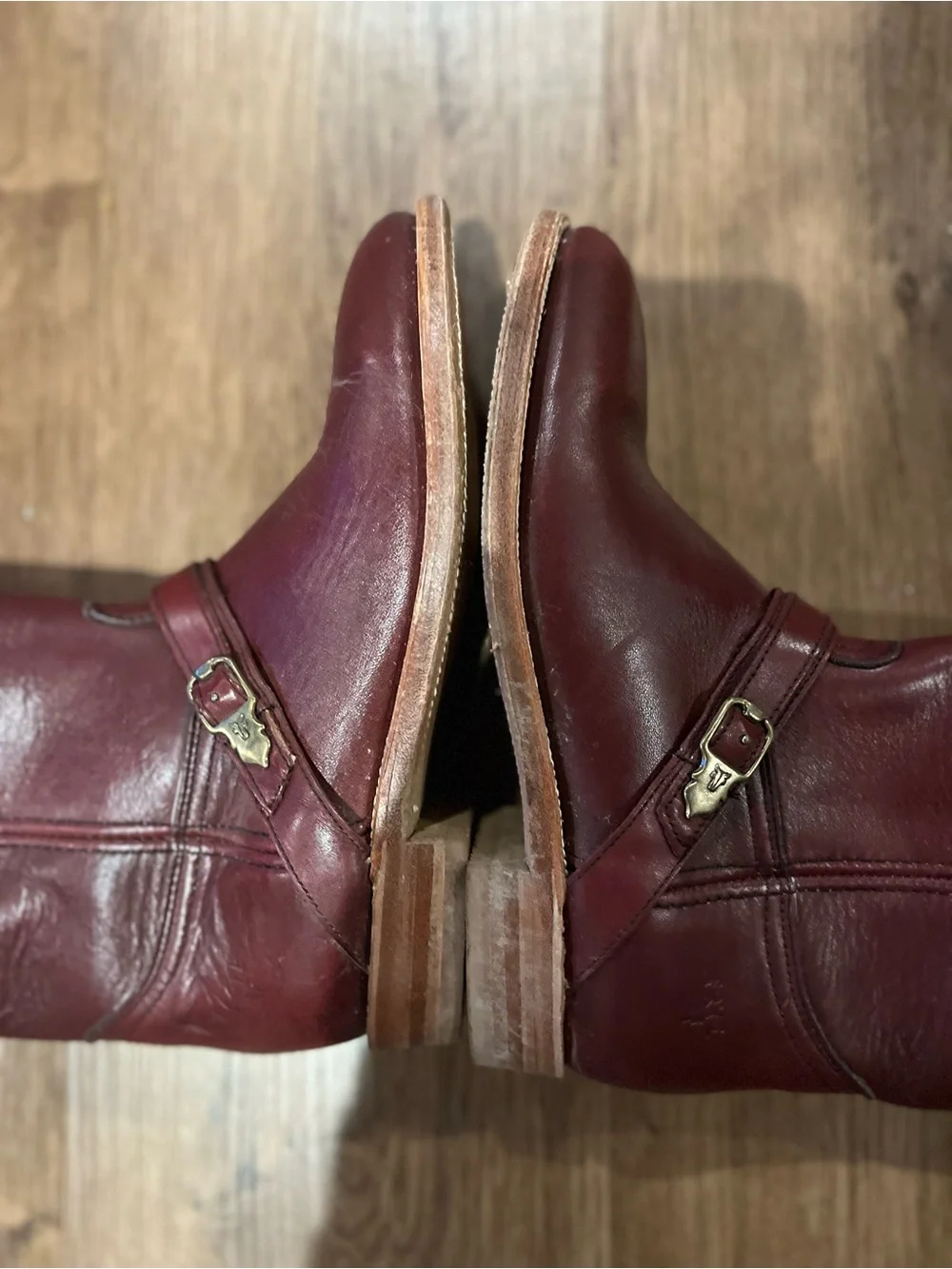 Frye Tall Leather Riding Boots in Burgundy 6.5